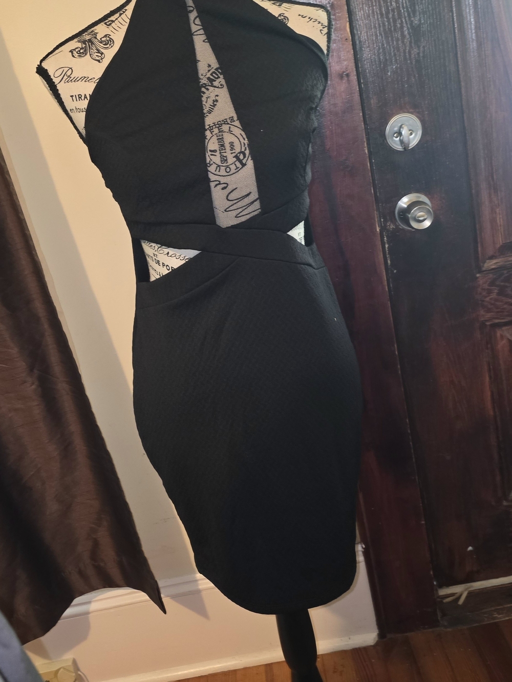 Charlotte Russe Black Cutout Halter Bodycon Dress Medium